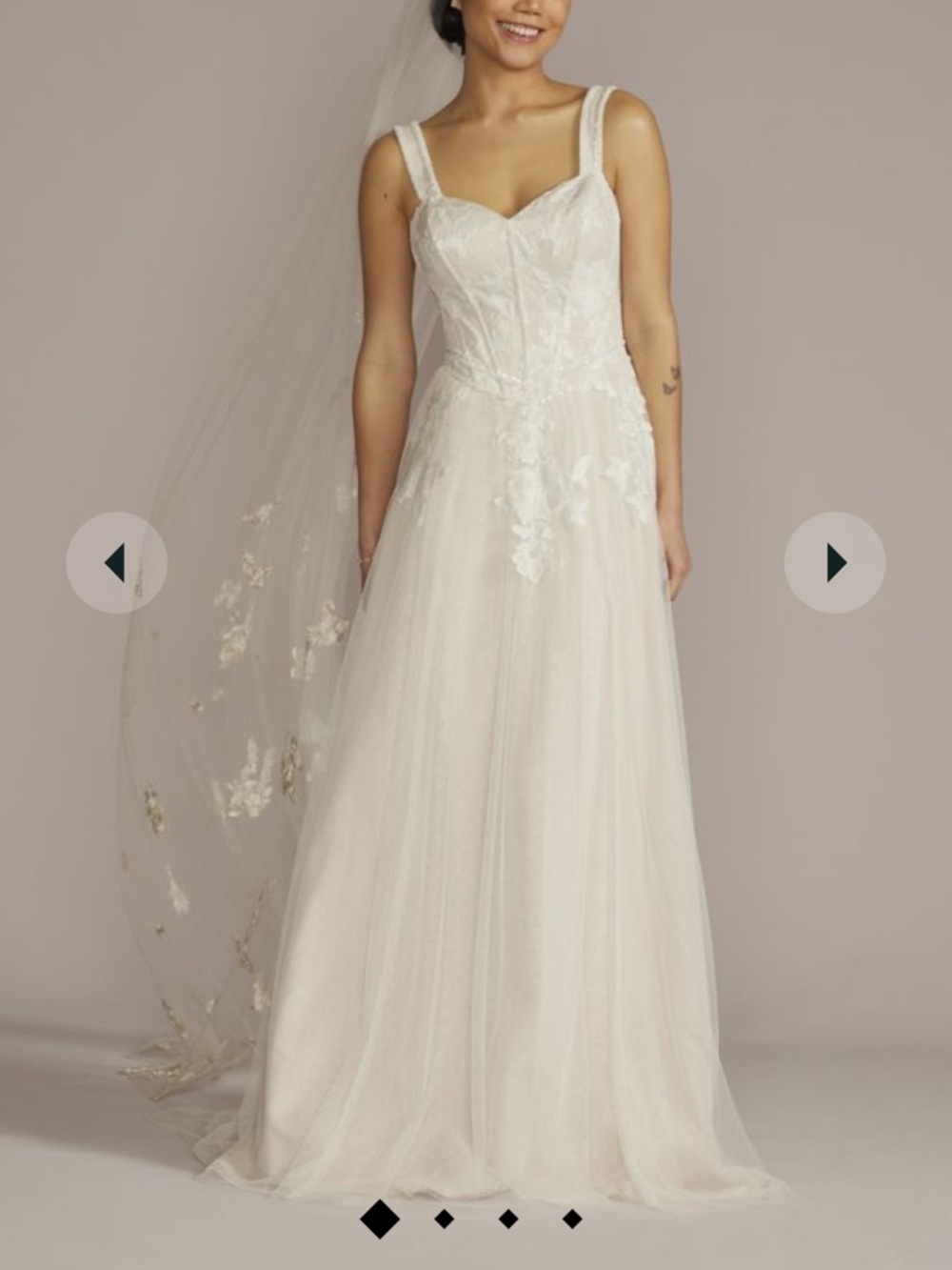 David's Bridal Ivory Lace A-Line Gown with Sweetheart Bodice
